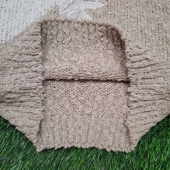 Vintage 80s Cristina Embellished Grandma Sweater Small Puff Sleeve Shoulder Pads - Picture 4 of 12